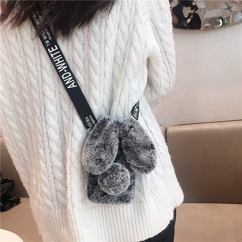 Cute plush bunny case for iPhone 17 Pro Max, iPhone 16 Pro, crossbody case, iPhone 15 Plus, drop-proof, lanyard, Instagram-worthy Air.