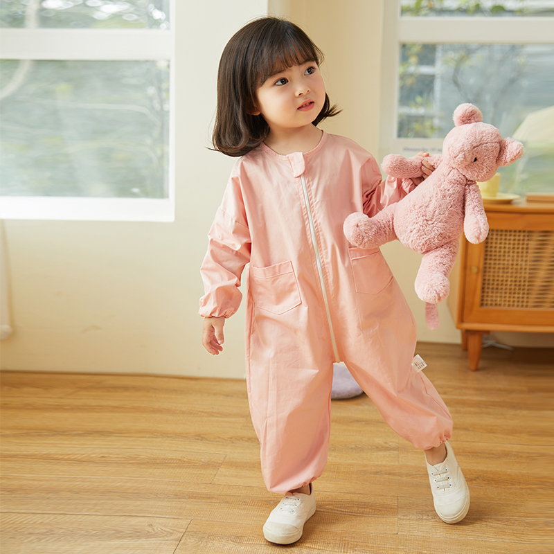 Детская хлопчатобумажная одежда для ползания, детская уличная одежда для защиты от грязи, детская свободная дышащая цельная одежда с длинными рукавами на весну, осень и зиму