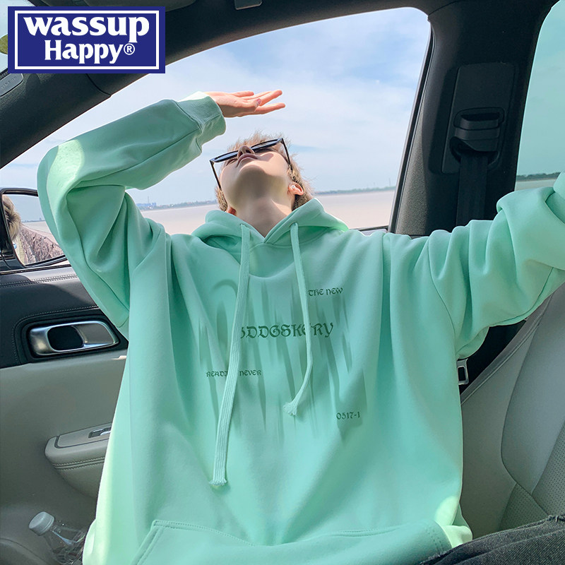 wassup/ счастливый свитер с капюшоном, мужская весенне-осенняя новинка 2026 года, свободная модная брендовая куртка в американском стиле high street heavy jacket