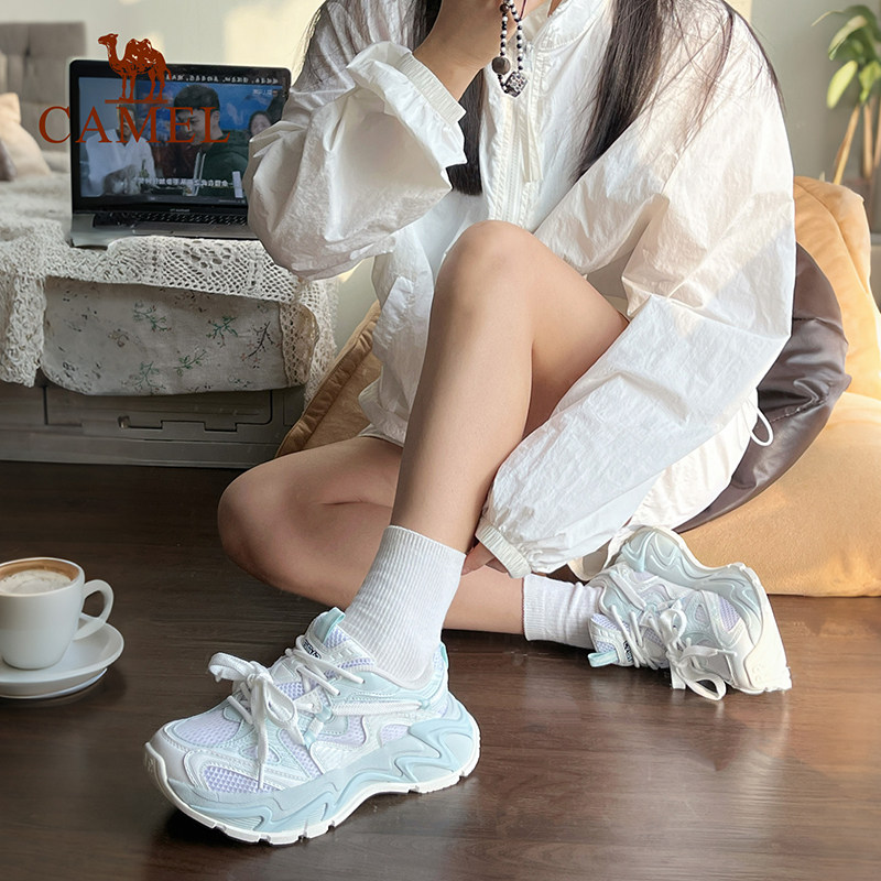 Женская спортивная обувь Galaxy от Wang Junkai в стиле camel daddy shoes, новая синяя женская обувь, универсальные белые туфли на толстой подошве