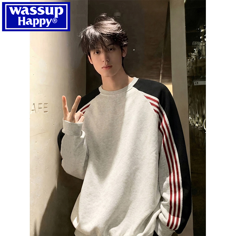 wassup/счастливый свитер в полоску контрастного цвета, мужской весенне-осенний бренд heavy tide, молодежный повседневный топ с круглым вырезом