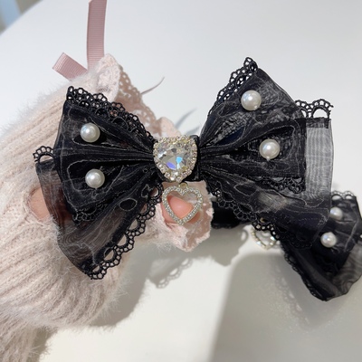 taobao agent 【芝士猫手作】欧根纱蝴蝶结水钻lizlisa量产地雷系小物头饰发夹