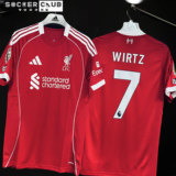Форма футбольной команды Salah Wiltz JV6423 в домашней майке Liverpool Adidas 25-26, версия для болельщиков.