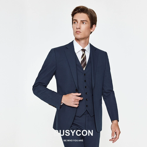 Шерстяной синий пиджак классического кроя, мужской комплект, свадебное платье, классический костюм, куртка, в корейском стиле