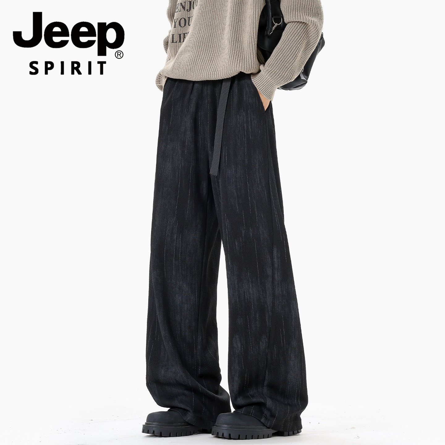 Мужские осенние повседневные спортивные брюки JEEP SPIRIT Jeep American tie-dye, прямые широкие брюки с драпировкой