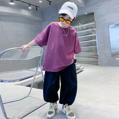 Летние нарукавники для мальчиков, тонкий комплект, летняя летняя одежда, штаны, короткий рукав, подходит для подростков