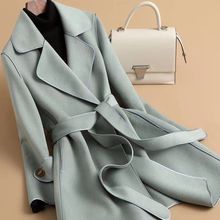 Cashmere double-sided woolen medium length loose double-sided woolen coat