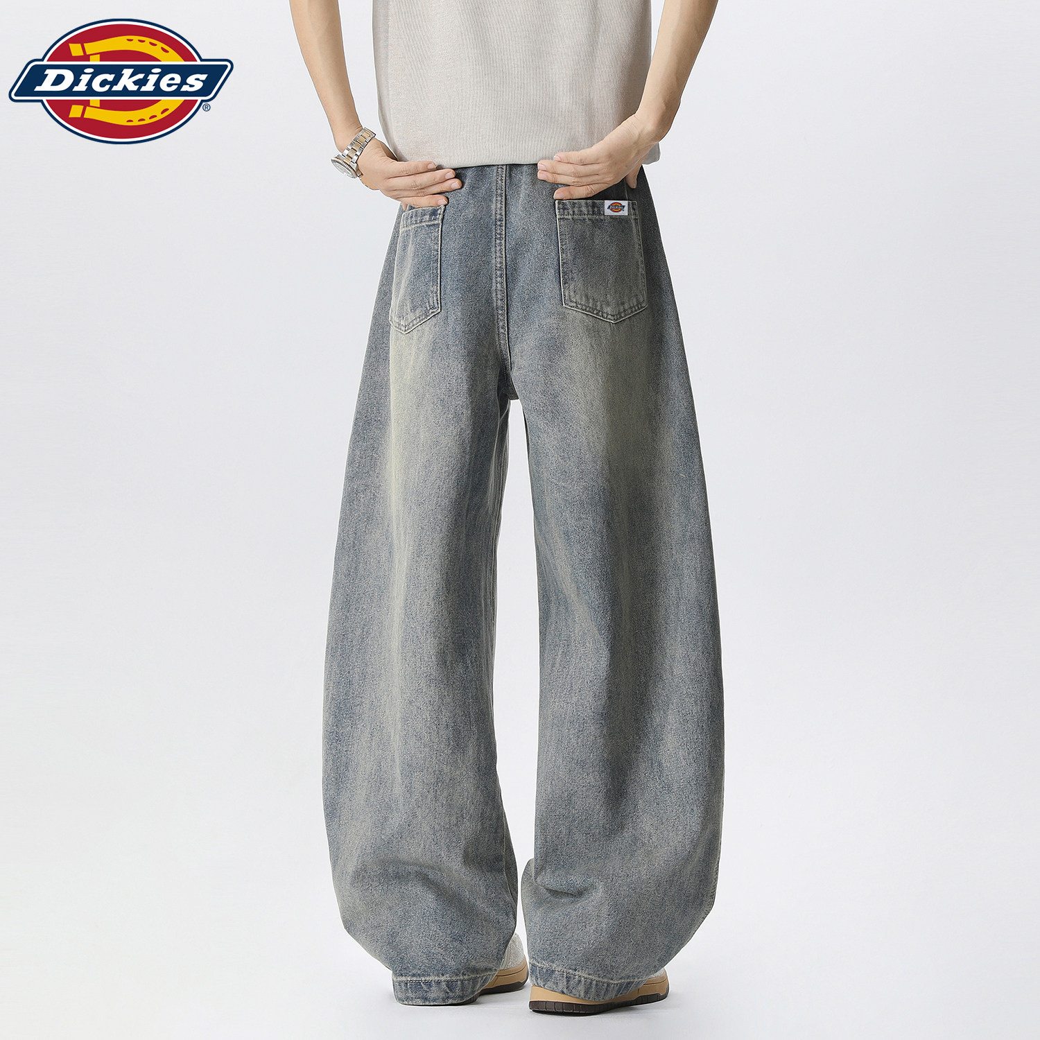 Джинсы Dickies, мужские летние джинсы-американки в тонком сечении, свободные прямые брюки-ятаганы, свободные постиранные комбинезоны в стиле ретро