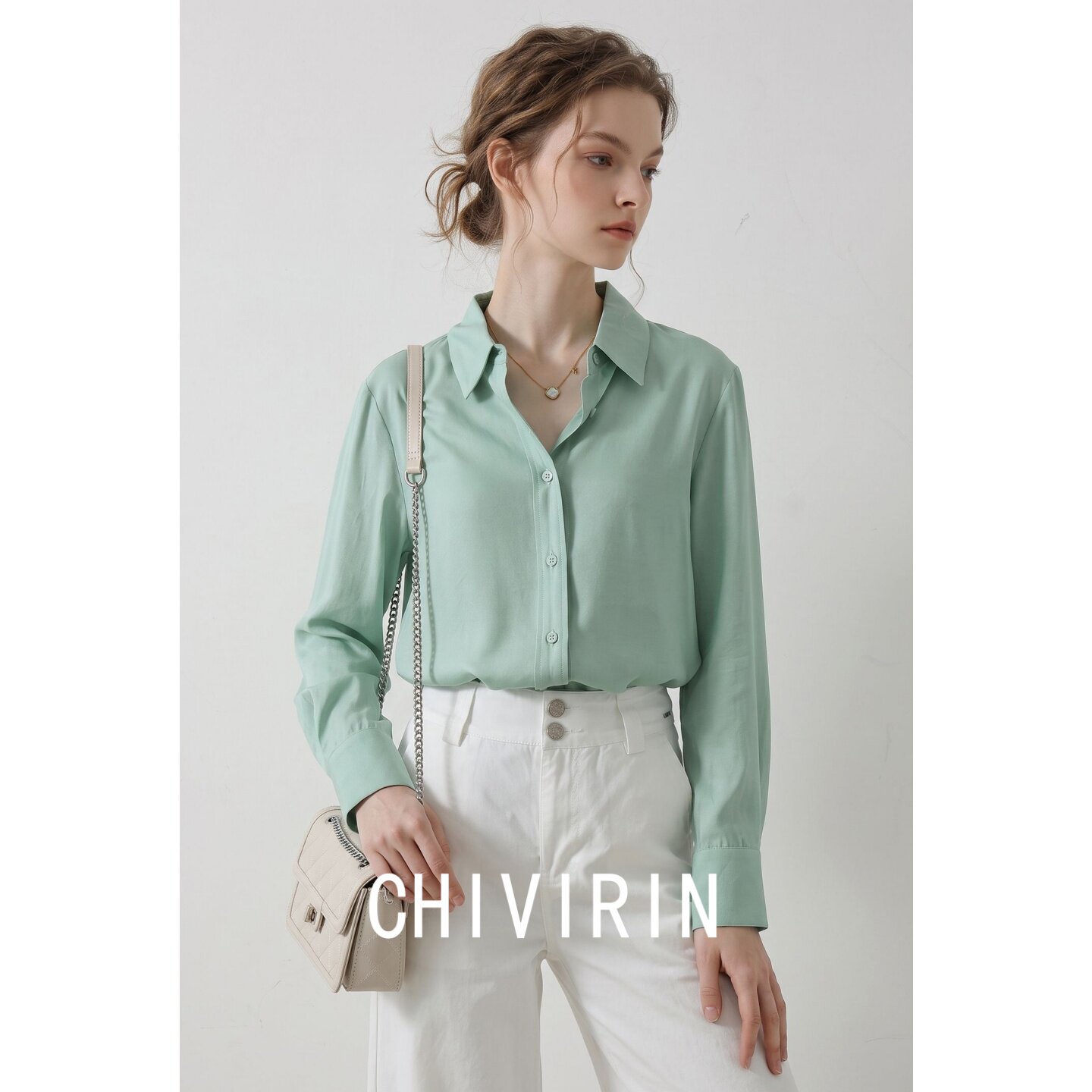 Thousand Rhyme French Style Mulberry Silk Long-Sleeved Shirt Women's 2026 New Autumn Style Old Money Style Lyocell Collar Shirt