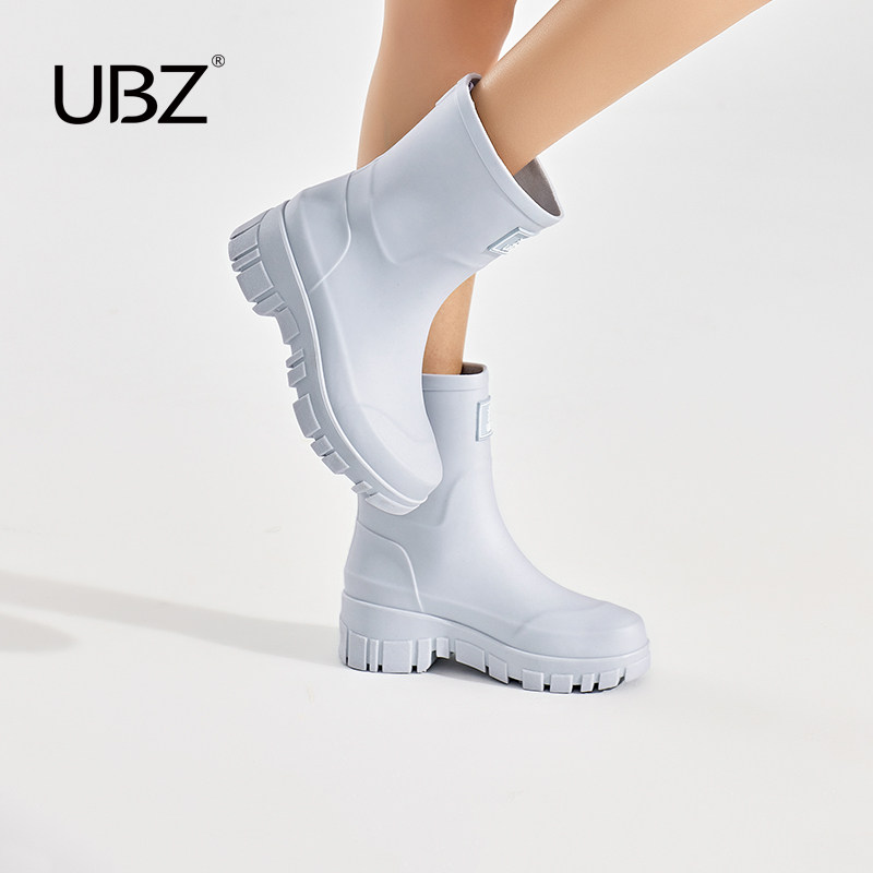 Водонепроницаемые нескользящие непромокаемые ботинки UBZ, женские походные непромокаемые ботинки, высокие сапоги на средней длине, резиновая обувь, водонепроницаемые ботинки, женские уличные водонепроницаемые ботинки