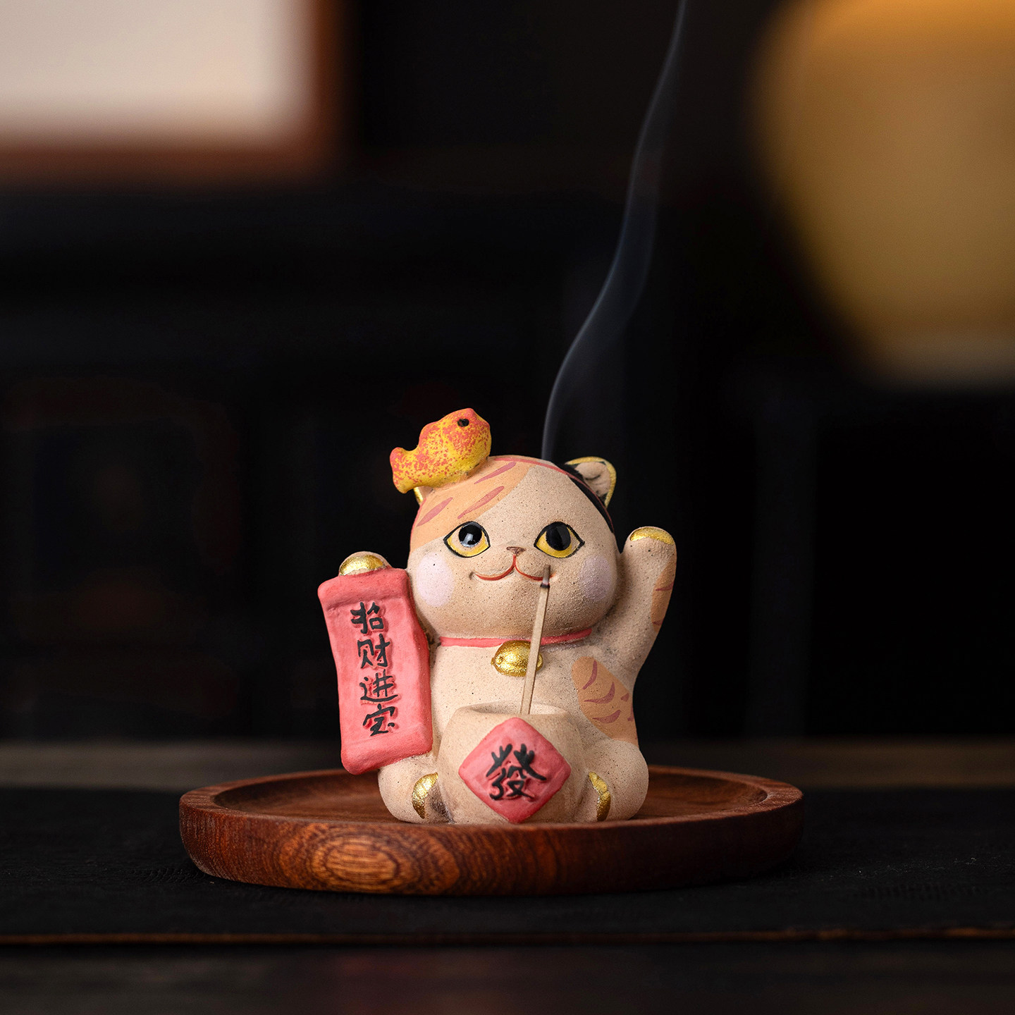 Ручная роспись lucky cat line вставка для благовоний держатель для благовоний из агарового дерева, сандаловая курильница для благовоний, керамическое украшение чайного стола с милым котом