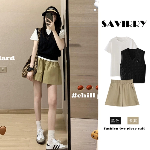 Летняя одежда, летний жилет, рубашка, комплект, подходит для подростков, 3 предмета