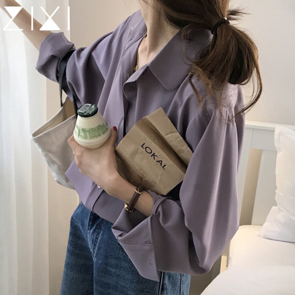 Purple Chiffon Shirt for Women, Autumn New Arrival, Light Commuter Wear, Long Sleeve Chiffon Blouse, Unique Design, Super Beautiful Top