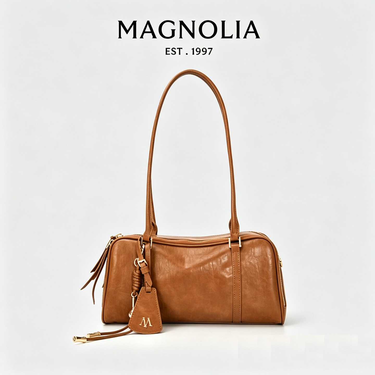 MAGNOLIA Mangoni, новинка 2026 года, Бостонская сумка, женская высококачественная сумка-багет на одно плечо, подмышечная сумка для пригородных поездок