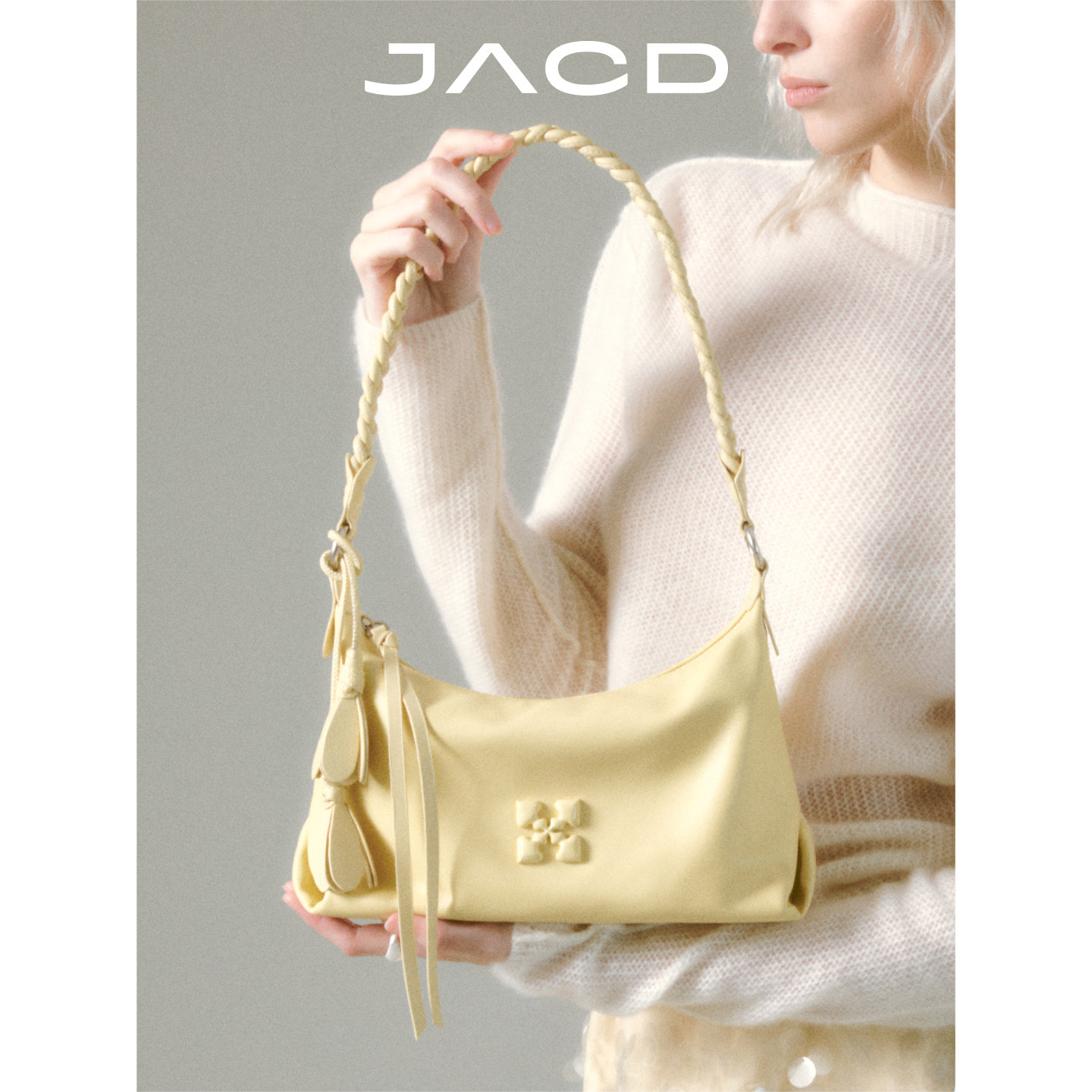 JACD [Shen Yue в том же стиле] сумка из овчины, желтая сумка для подмышек, женская сумка-мессенджер, новинка 2026 года, кожаная женская сумка