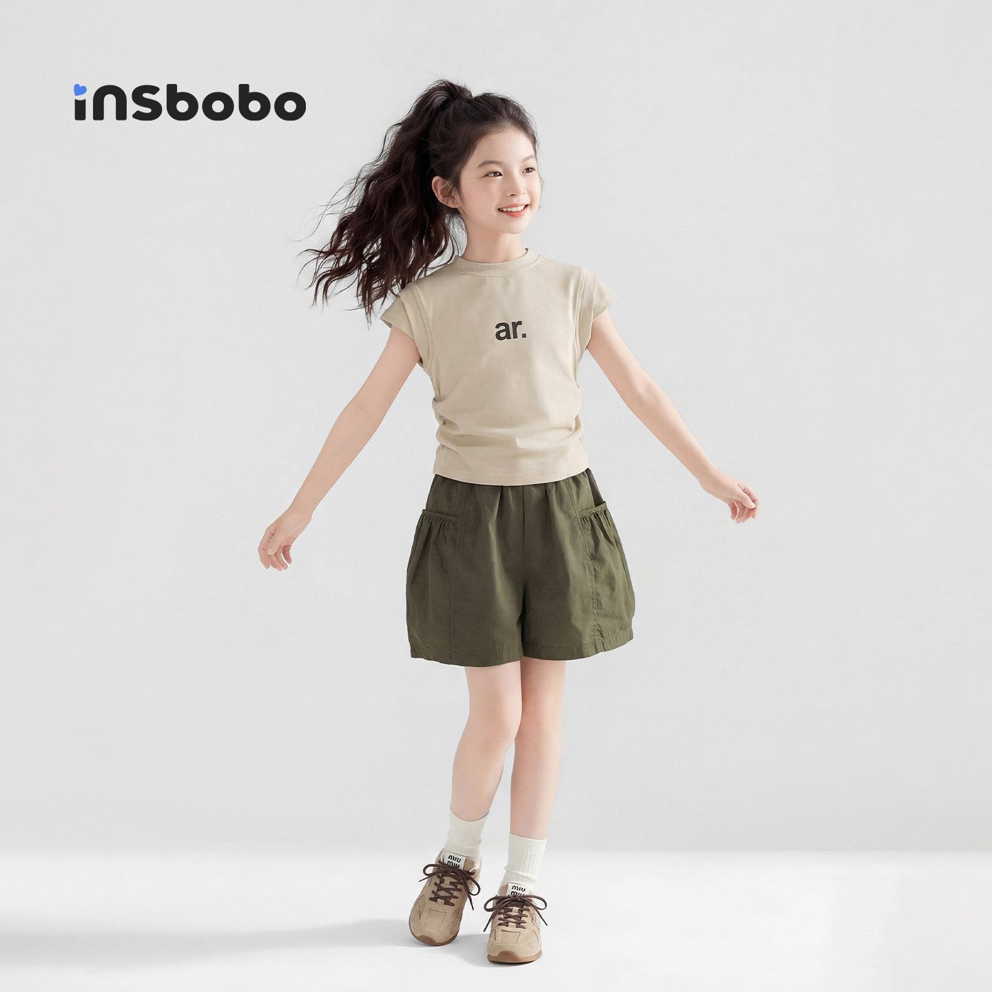 INSbobo/ детская одежда; костюмы для девочек; коллекция 2026 года; новые летние детские шорты с короткими рукавами для девочек; красивые топы и брюки