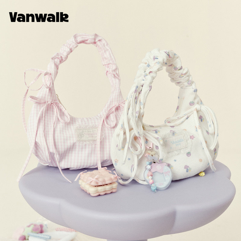 VANWALK gulugulu нишевый бант в балетном стиле, ручная сумка для подмышек, кружевная переносная сумка через плечо для девочек