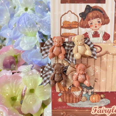 taobao agent 【芝士猫手作】巧克力小熊熊摇篮曲蝴蝶结可爱lolita小物戒指发夹