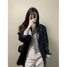 Black leather jacket for women's 2024 new popular spring and autumn jacket, PU super beautiful, trendy retro small stature this year