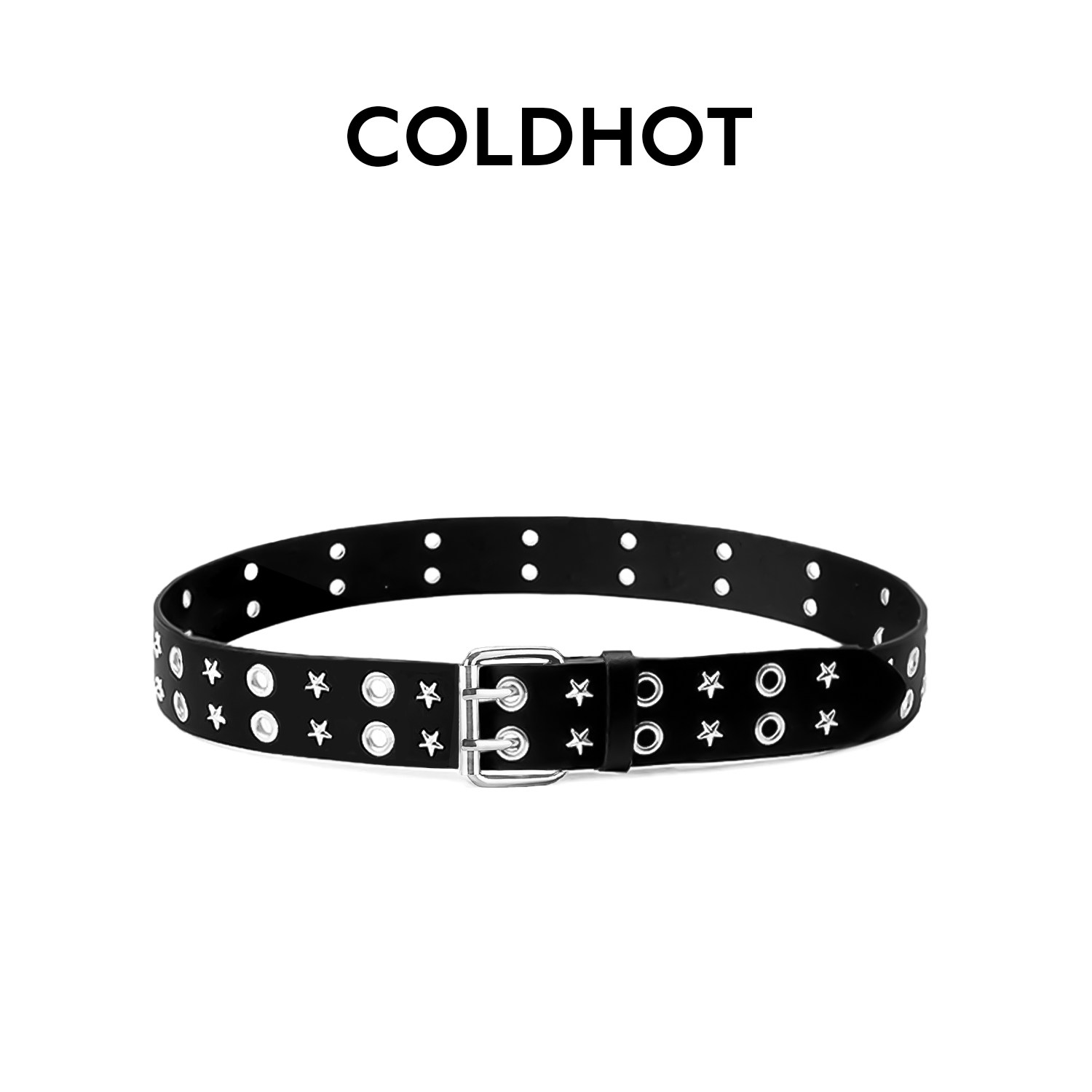 Оригинальный трендовый пояс COLDHOT для мужчин и женщин в едином стиле со звездчатыми металлическими заклепками, молодежный пояс без перфорации