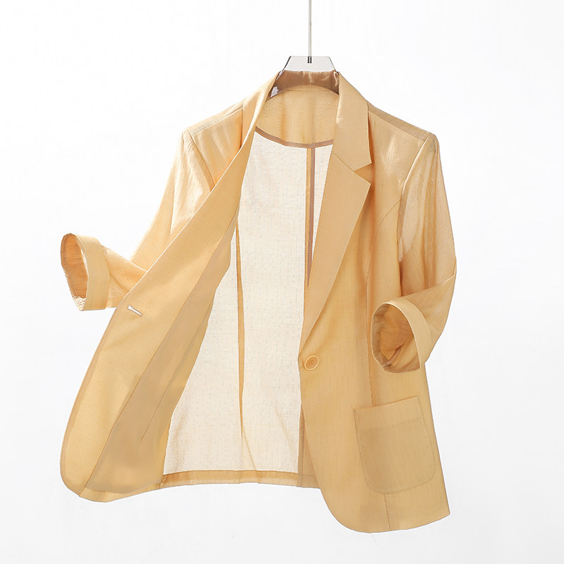 Женский летний пиджак Lyocell small suit jacket, новинка 2026 года, повседневный высококачественный солнцезащитный костюм с рукавом три четверти