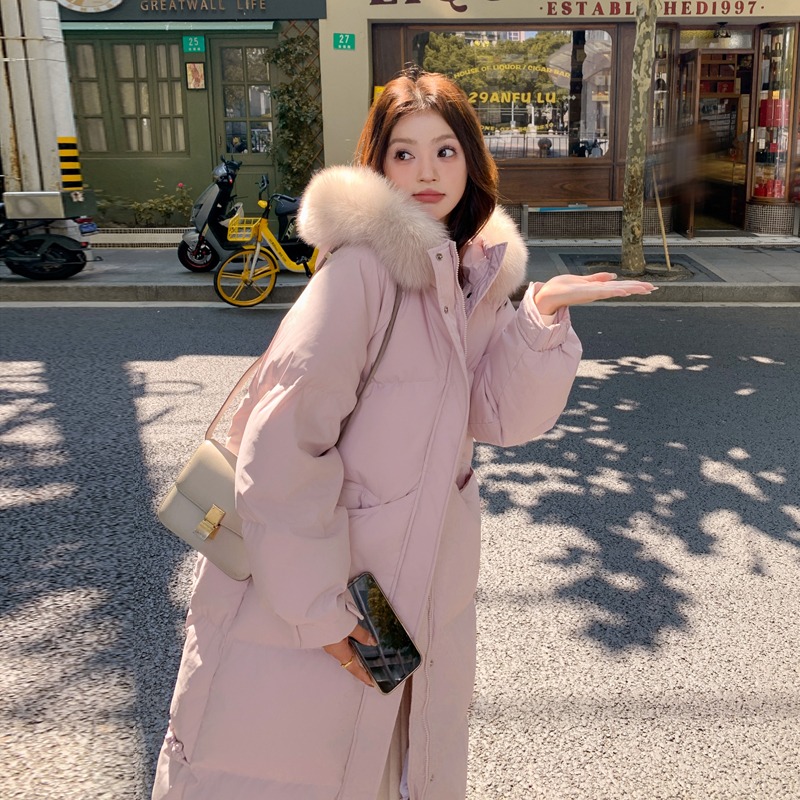 Пуховик женский средней длины, новинка зимы 2025 года, корейская версия свободной толстой теплой куртки на подкладке выше колена, стеганая куртка