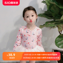 Instagram children's swimsuit princess skirt style long sleeved sun protection one-piece swimming suit baby cute gauze skirt swimsuit