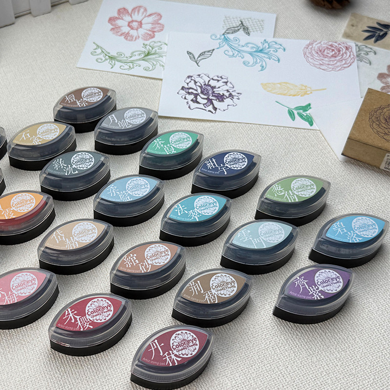 Hebitang cat's Eye ink Pad Подушечка для нанесения чернил резиновый штамп ручной работы Симпатичная подушечка для нанесения чернил ручной работы 24-цветный масляный пигментный арт в национальном стиле