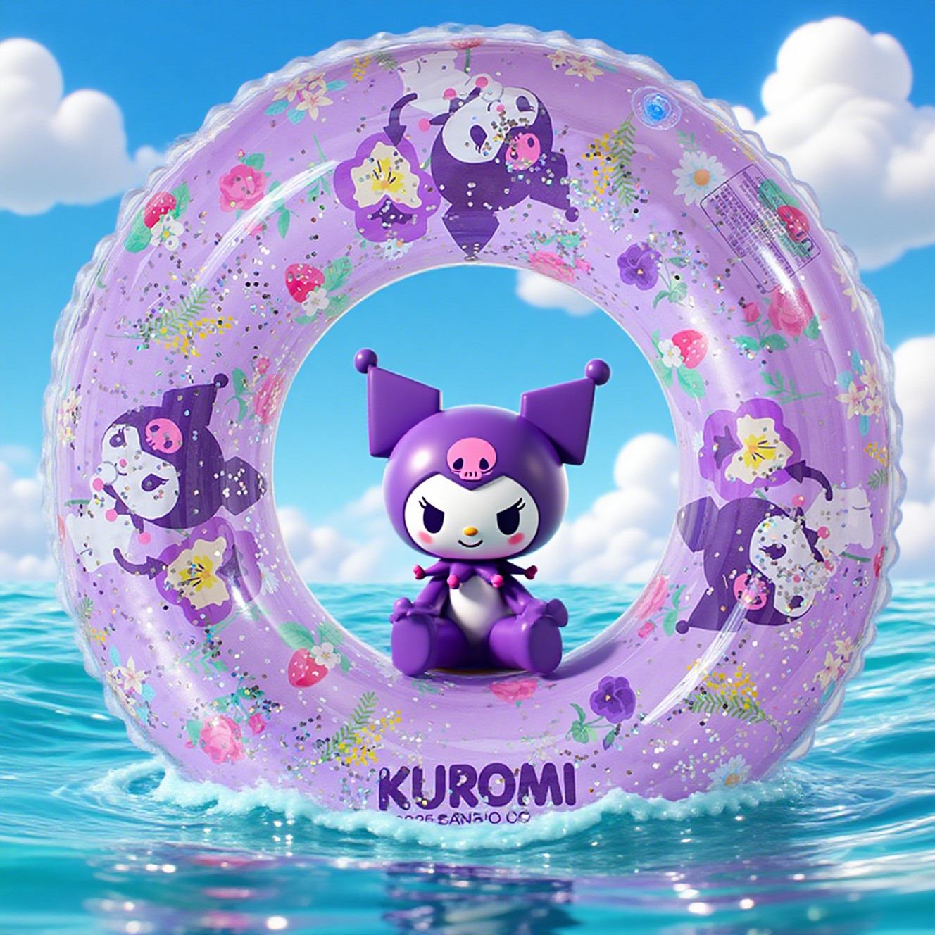 Подлинное детское кольцо для плавания Sanrio с блестками в милой мультяшной форме Kulomi Cinnamon dog, утолщенное кольцо для подмышек