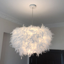 Instagram girl style bedroom warm feather chandelier