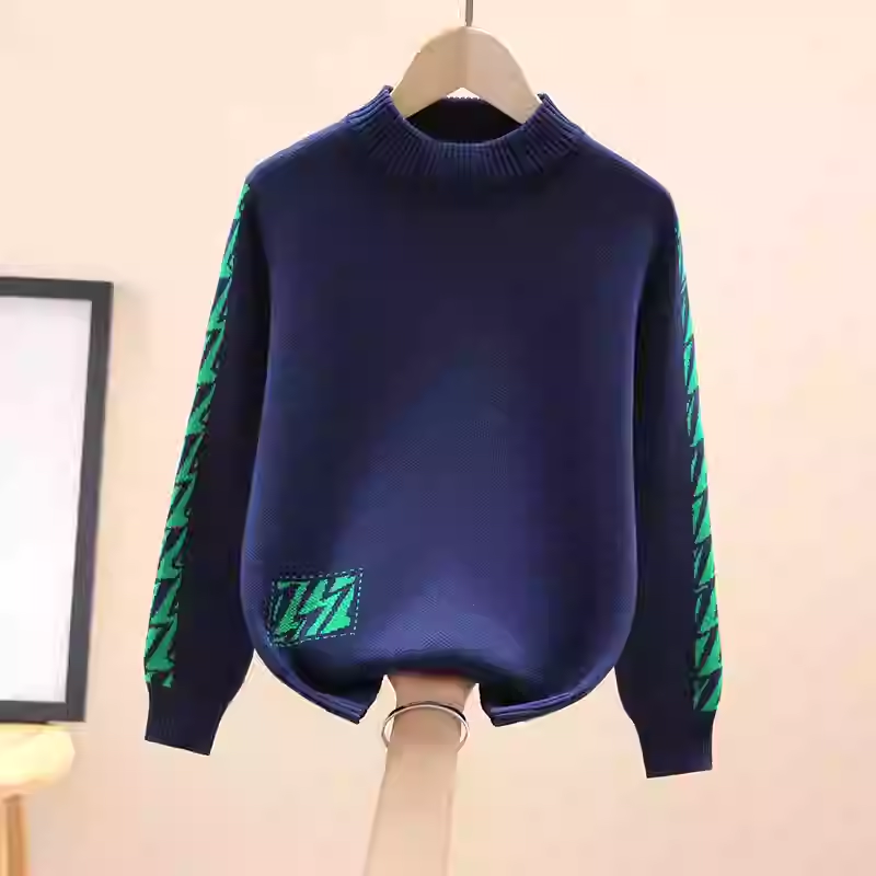 Свитера для мальчиков; коллекция 2025 года; осенне-зимние новые детские свитера; корейская версия большого детского свитера с круглым вырезом и бархатным толстым низом