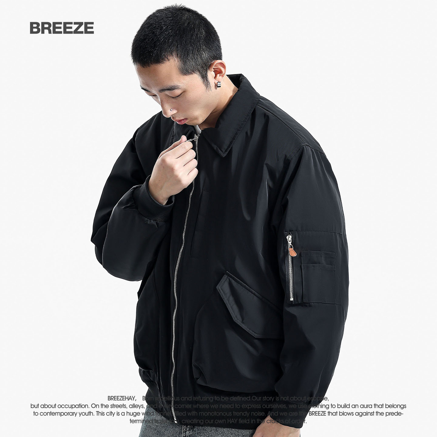 BREEZEEHAY pilot утолщенная хлопчатобумажная куртка с оснасткой для мальчиков winter tide, брендовая свободная универсальная куртка с отворотом, куртка