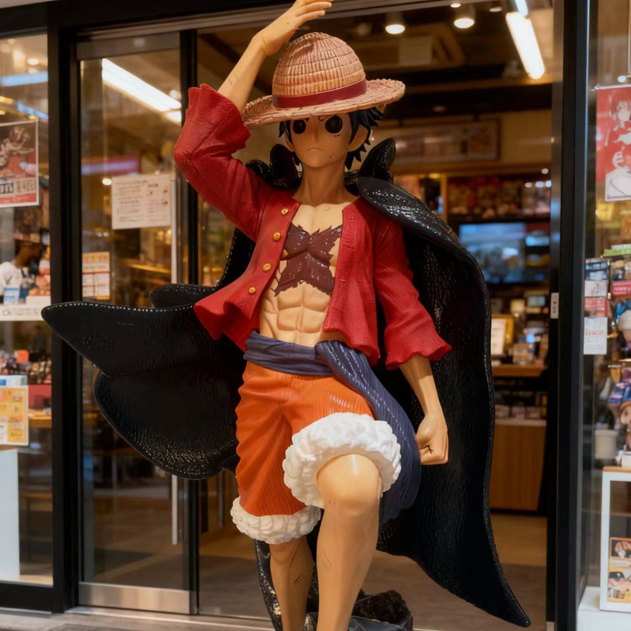 Мультяшный аниме-персонаж One Piece Луффи скульптурная модель из стеклопластика, армированного волокном, торговый центр, украшение торгового зала, большие украшения