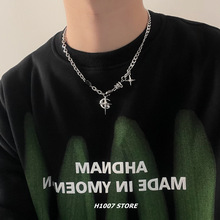 Black Gem Mangxing Hip Hop Street Necklace in Europe and America, Male Minority Design, High Sense Female Collar Chain, Sweater Chain