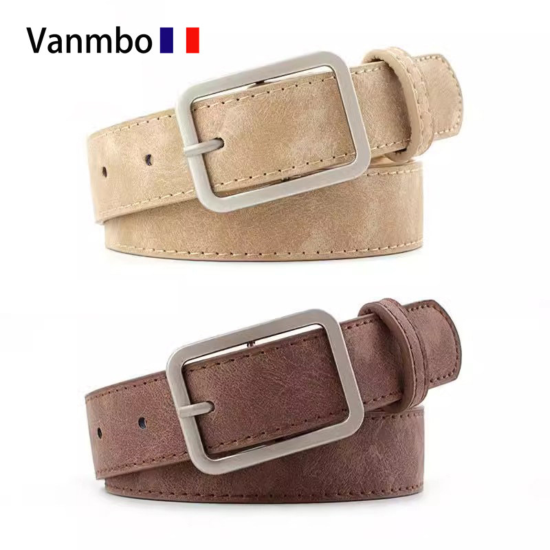 Легкий роскошный пояс Vanmbo Vanmbo, новый повседневный мужской простой и универсальный пояс 2026 года, весенне-летний пояс для брюк коричневого цвета с украшением