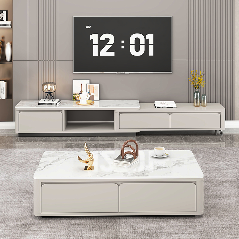 Каменная плита из массива дерева, выдвижной шкаф для телевизора, журнальный столик, небольшая квартира, гостиная от пола до потолка, встроенный шкафчик для хранения домашних вещей