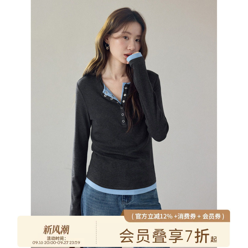 Женская весенняя футболка Aiqiangwei plus size fat mm с прямыми плечами и длинными рукавами хорошо смотрится с рубашкой-брючиной и тонким топом-двойкой из искусственной кожи