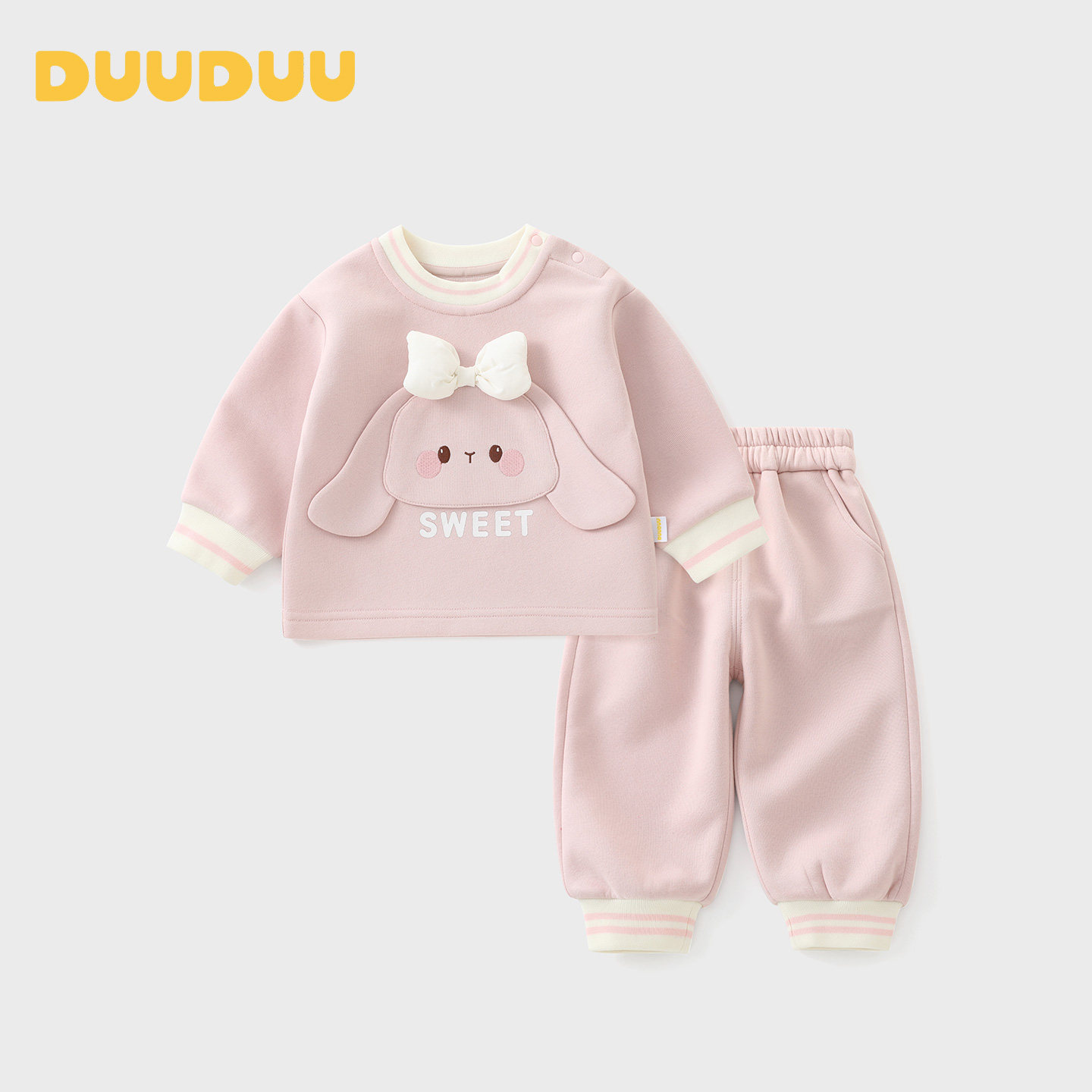 Костюм для девочек DUUDUU/ весенний новый стиль в западном стиле, милый детский свитер, штаны, детский осенний костюм-двойка для прогулок