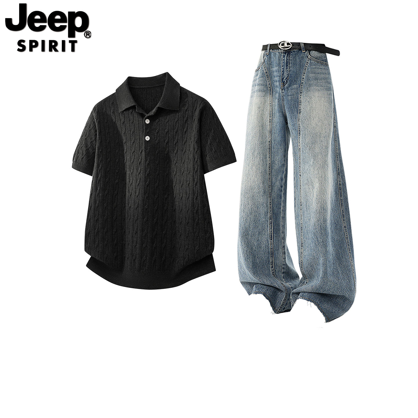 ДЖИП Jeep tide марки old money wind с витым рисунком и короткими рукавами POL...