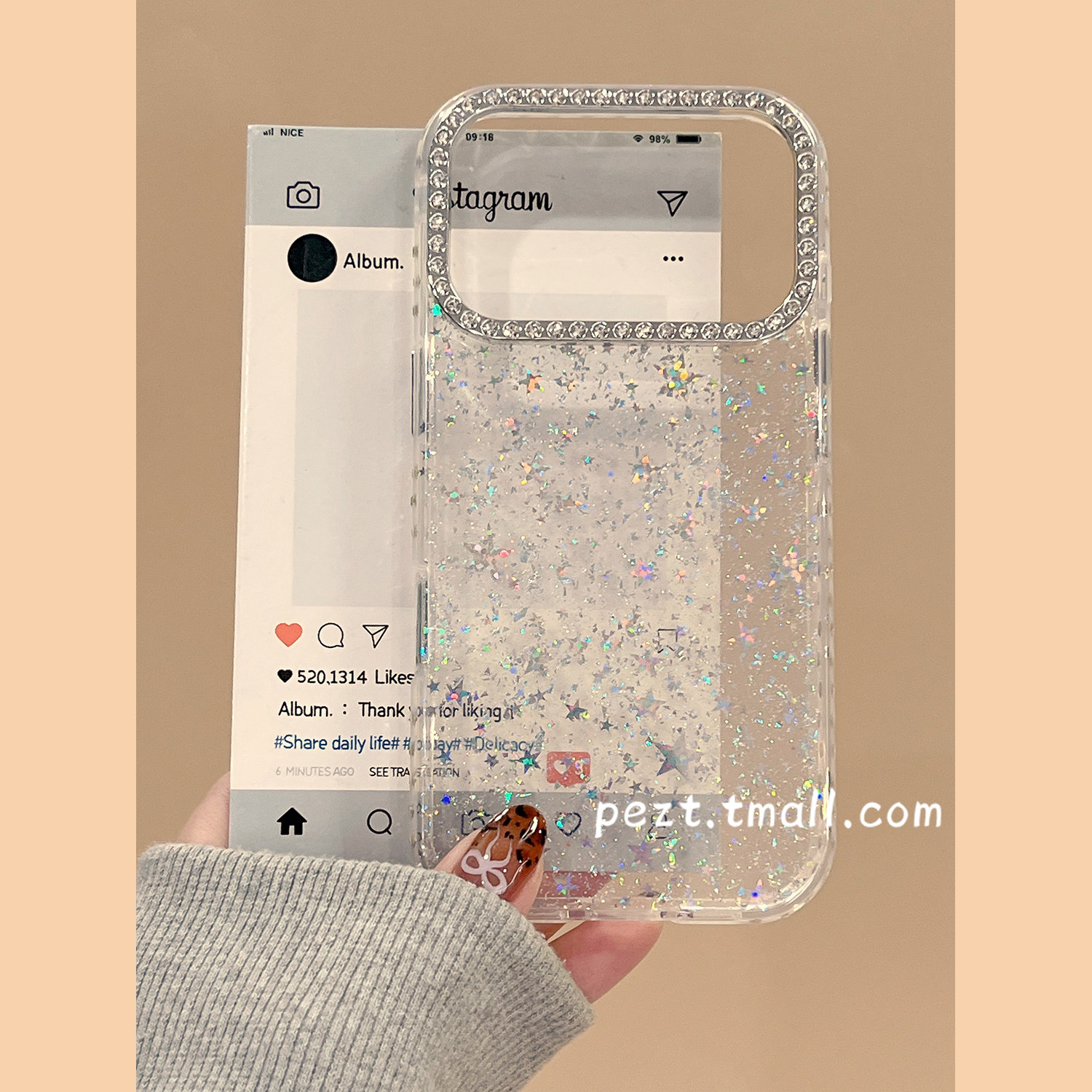 Personalized rhinestone laser star case for Apple iPhone 17, transparent, suitable for iPhone 16 Pro Max, niche luxury, new 17 Pro, 13 anti-drop case, 15 Pro minimalist, 14 women's full coverage.