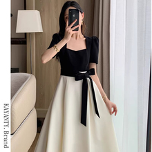 KAYANTY Retro Square Neck Goddess Style Elegance Dress Summer New High end Combination French Long Skirt