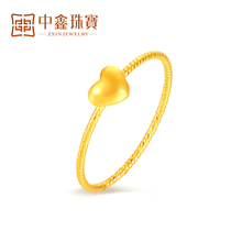 Zhongxin Jewelry New 5G Craft Little Sweetheart Full Gold 999 Love Ring Female Pricing Gold Gift Girlfriend Jewelry