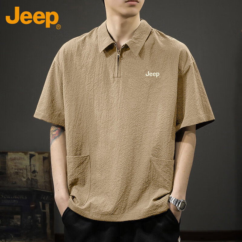 Мужская футболка Jeep Jeep с короткими рукавами и отворотом, летняя новая американская повседневная ретро спортивная дышащая рубашка поло для мужчин