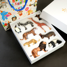 Children's Day birthday gift simulation animal toy model set gift box giraffe lion tiger baby cognition