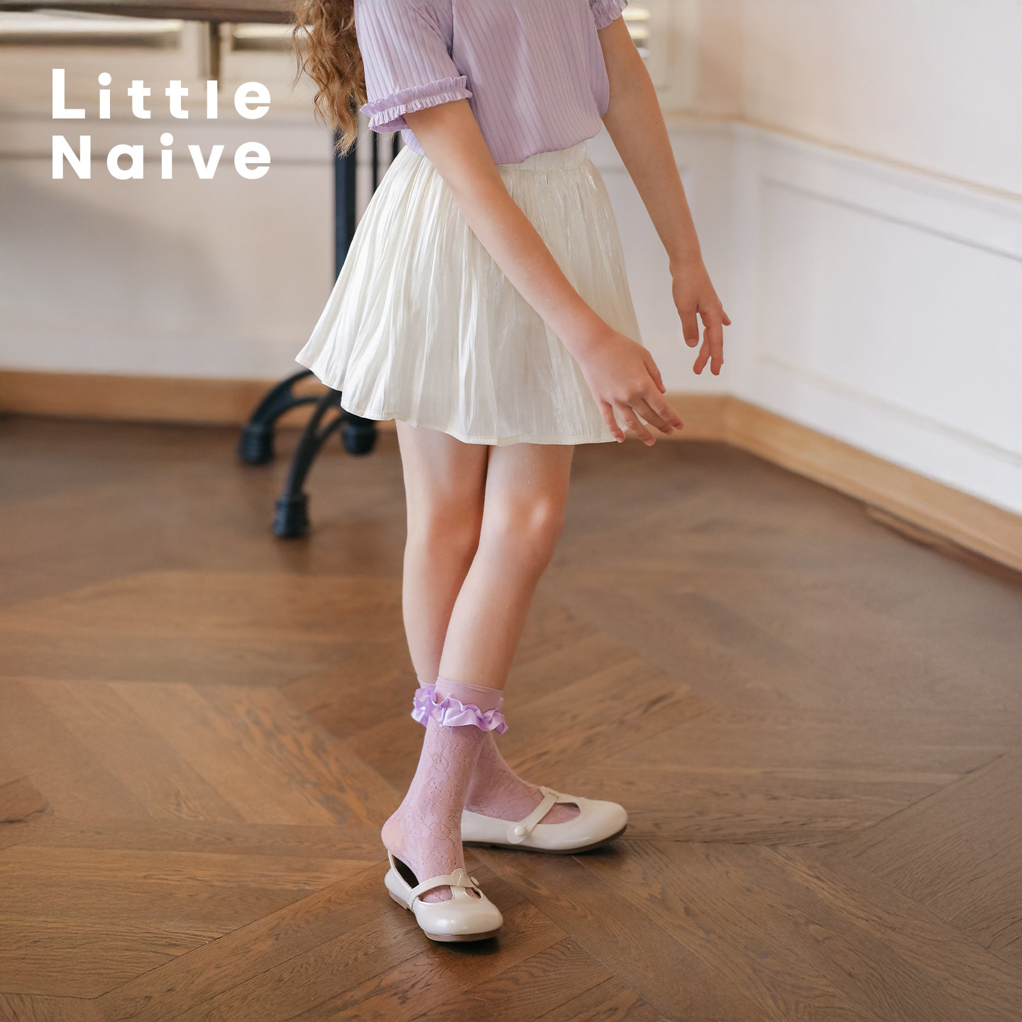 Новая летняя юбка для девочек LittleNaive, плиссированные французские кюлоты в полоску, детская универсальная короткая юбка