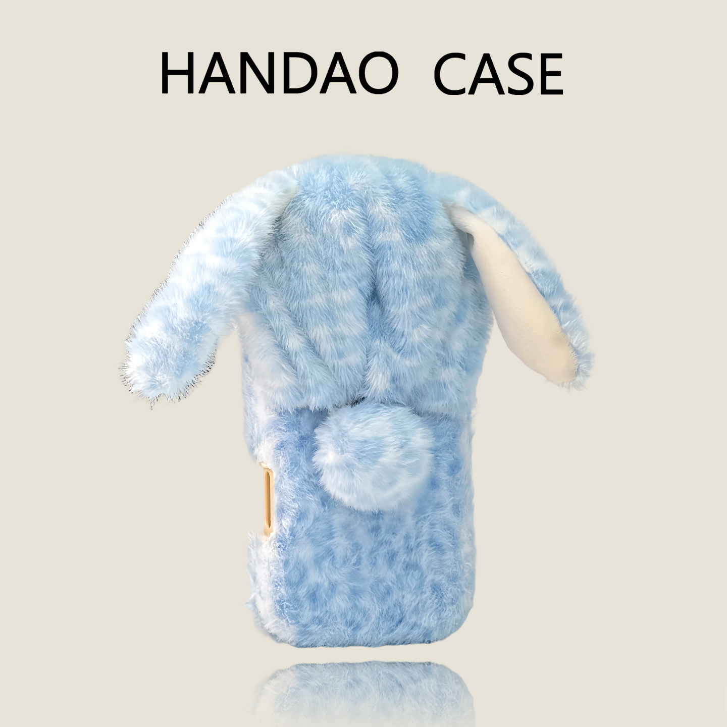 Korean-style Apple iPhone 17 Pro phone case, blue leopard print hat, rabbit ears, plush, for iPhone 17 Pro Max and iPhone 16 Pro Max, drop-proof, premium-looking, 15p protective case.
