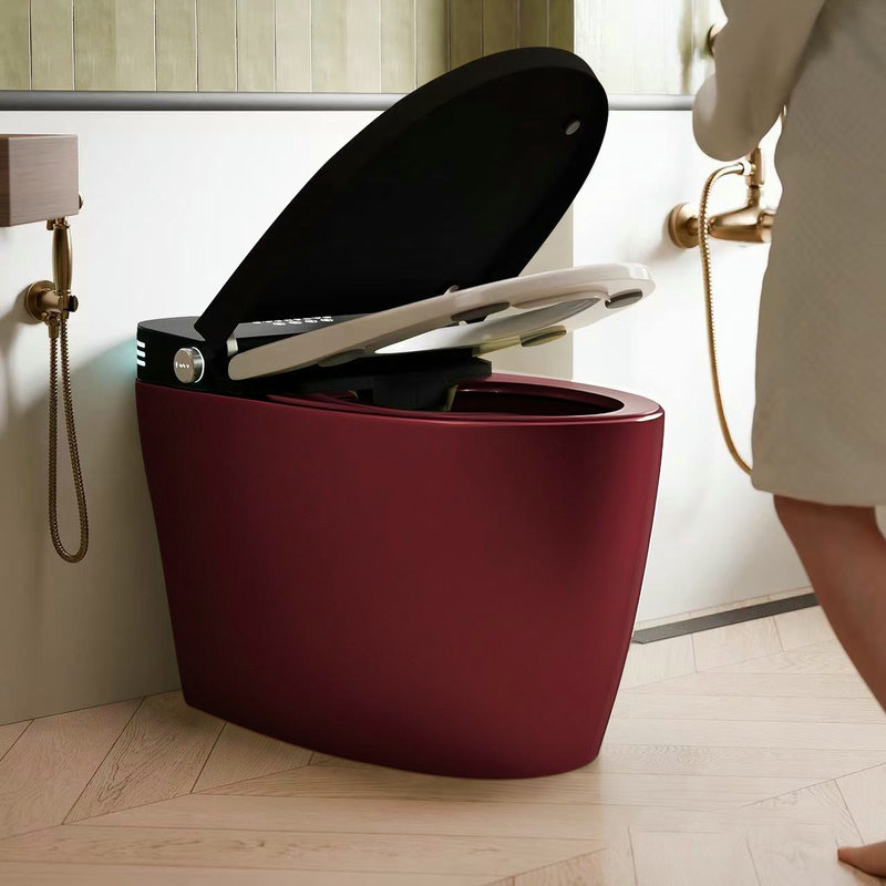 Ретро-светильник красного цвета smart toilet полностью автоматический встроенный бытовой унитаз с ограничением давления воды, новый электрический унитаз