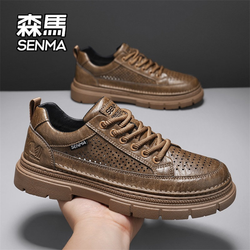 Мужская обувь Semir; осенние дышащие повседневные кроссовки из полой сетки; мужская кожаная обувь Martin с низким вырезом в стиле ретро; спортивная модная обувь