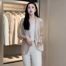 High end 7/4 sleeve suit jacket for women Summer thin Korean version Loose casual temperament Commuter Tian Si suit for women