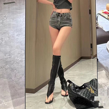 Miu's toe clipped cool boots for women, summer cat heel high boots for slimming, high heels for knights, thin heels for sexiness below knee length boots